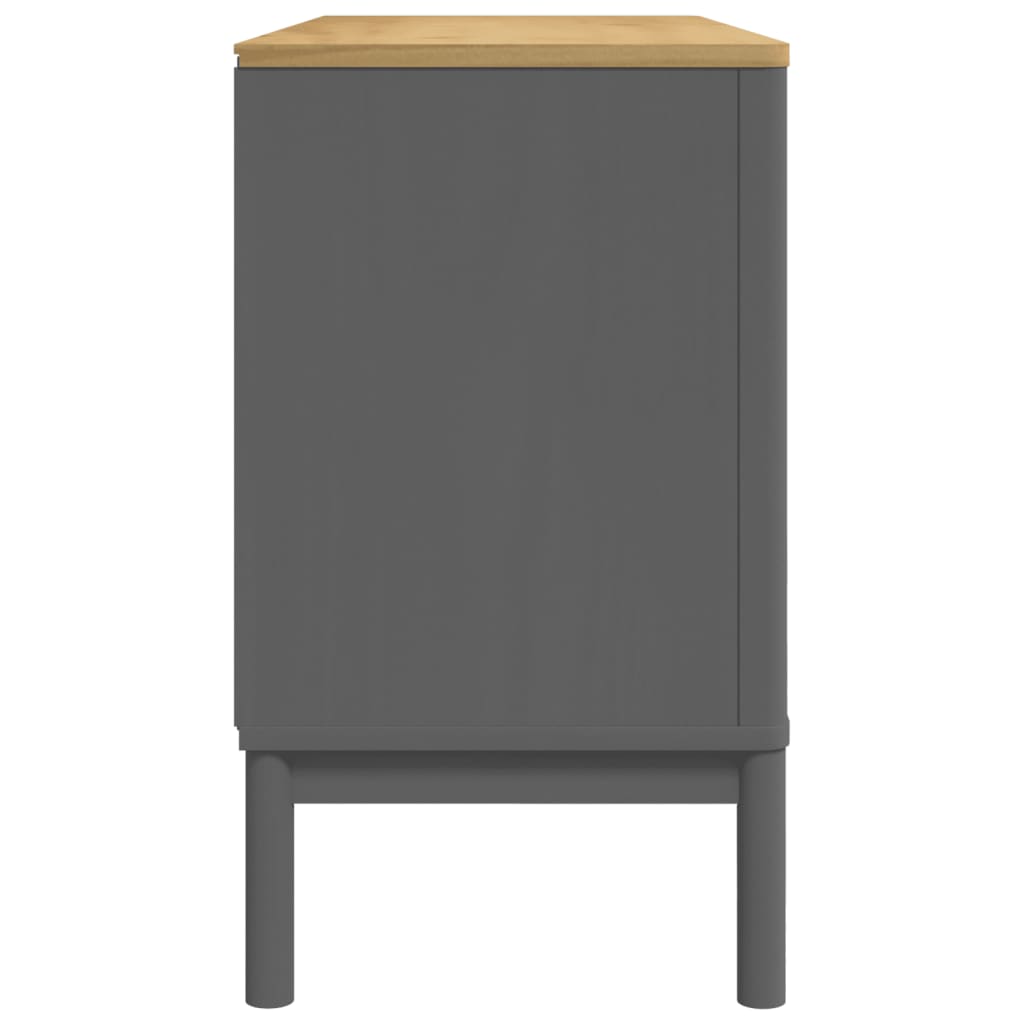 Aparador Floro Madera Maciza De Pino Gris 114x43x74 Cm / Vetonek_0