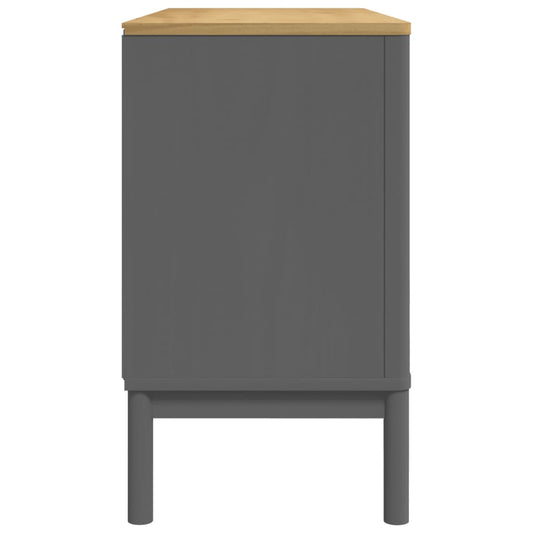 Aparador Floro Madera Maciza De Pino Gris 114x43x74 Cm / Vetonek_0