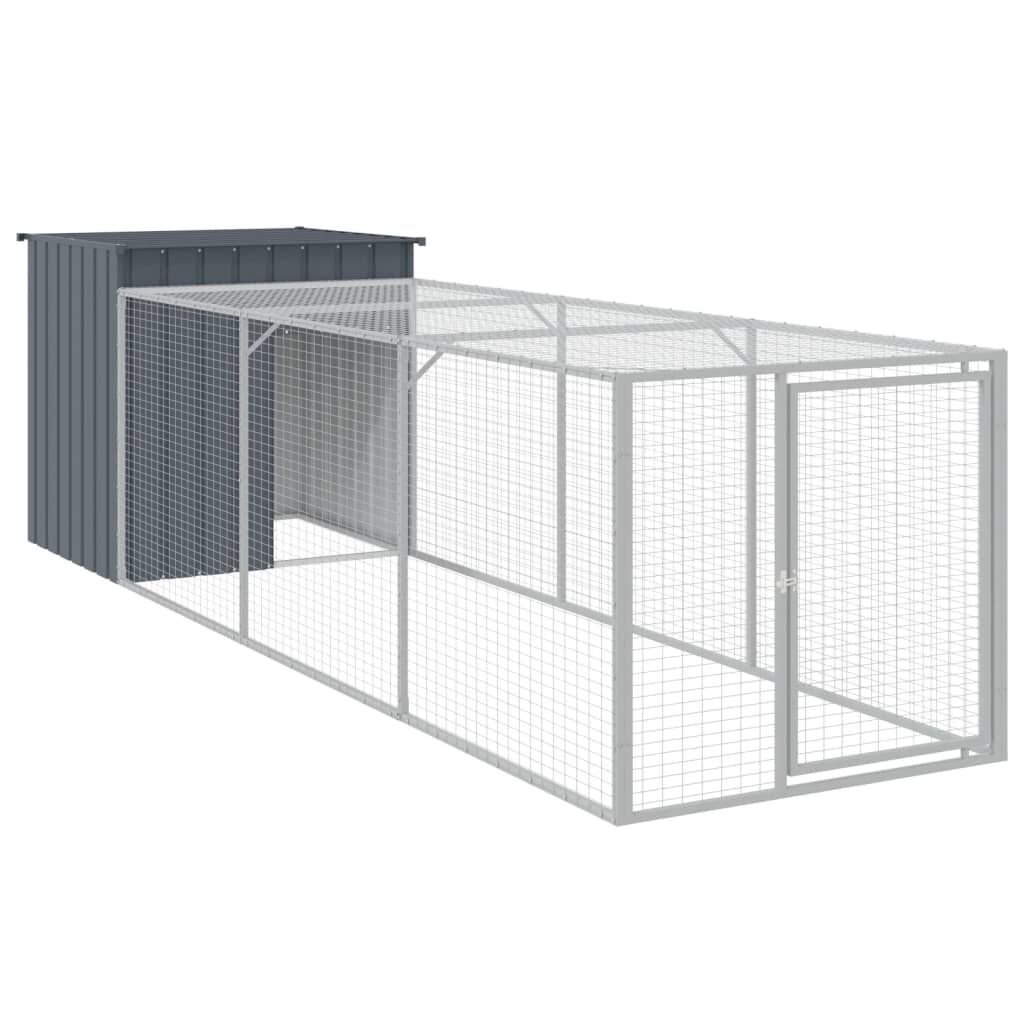 Vidaxl Gallinero Con Corral Acero Galvanizado Gris 110x405x110 Cm_0