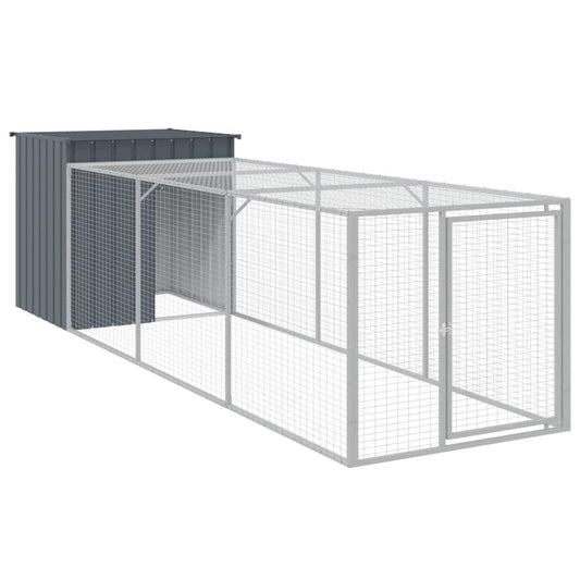 Vidaxl Gallinero Con Corral Acero Galvanizado Gris 110x405x110 Cm_0