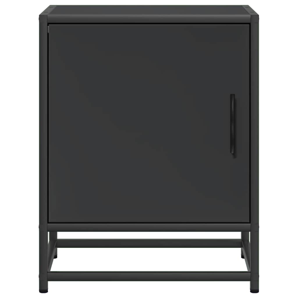 Mesitas De Noche 2uds Madera Ingeniería Negro 40x31x50 Cm Metal_3