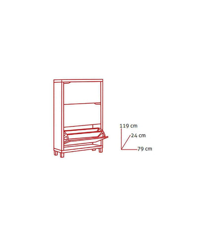 Zapatero 3 Puertas Kubox Acabado Blanco, 79 Cm(ancho) 119 Cm(altura) 24 Cm(fondo)_3