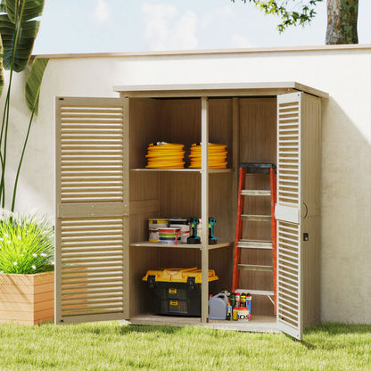 Outsunny Cobertizo De Madera 0,83 M² 127x65x168 Cm Con 2 Puertas Natural_3
