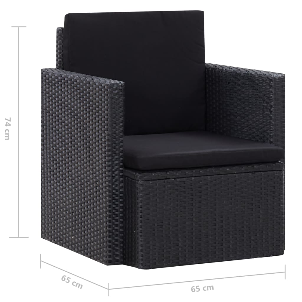 Vidaxl Sillón De Jardín Con Cojines Ratán Sintético Negro_5
