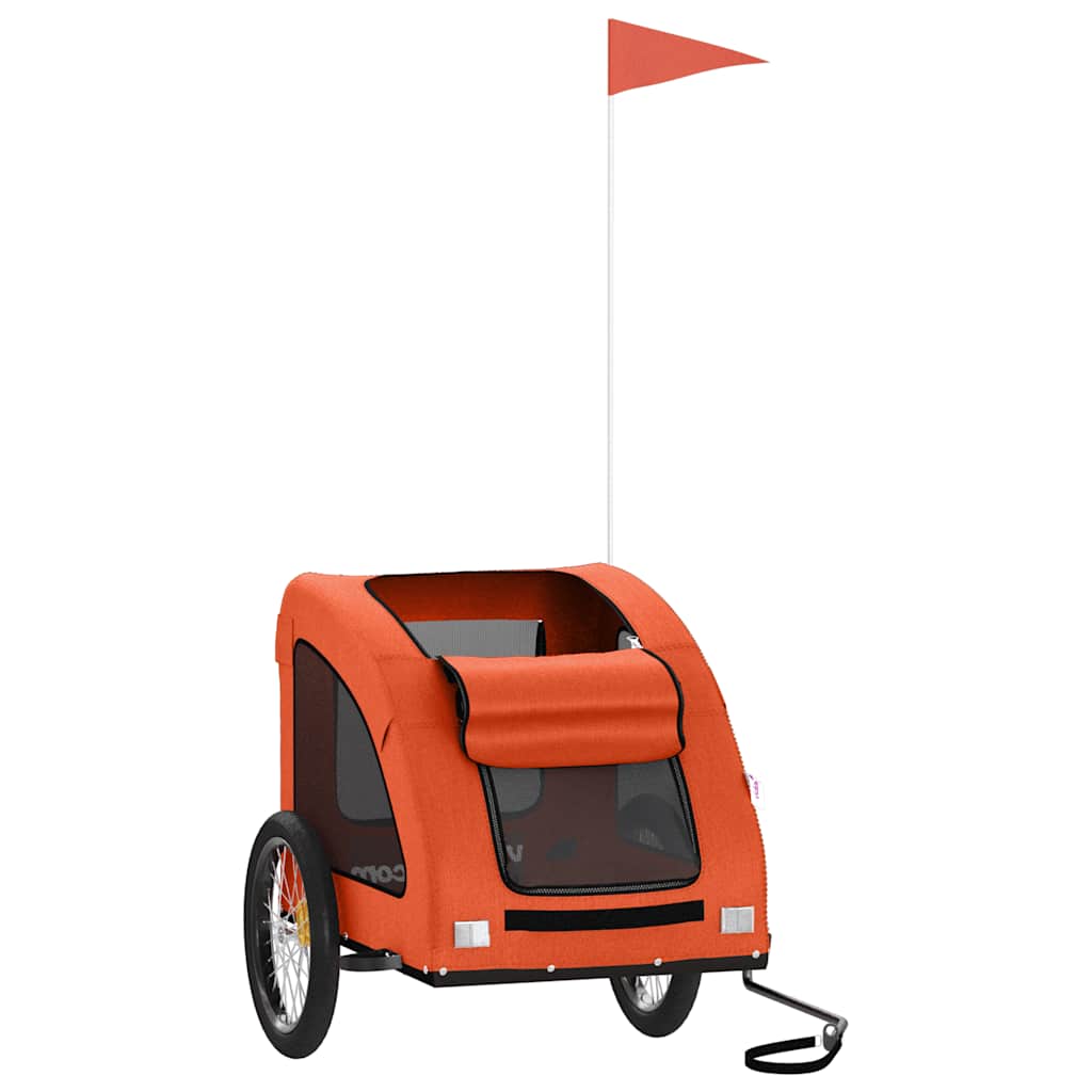Remolque De Bicicleta Mascotas Hierro Tela Oxford Naranja_2
