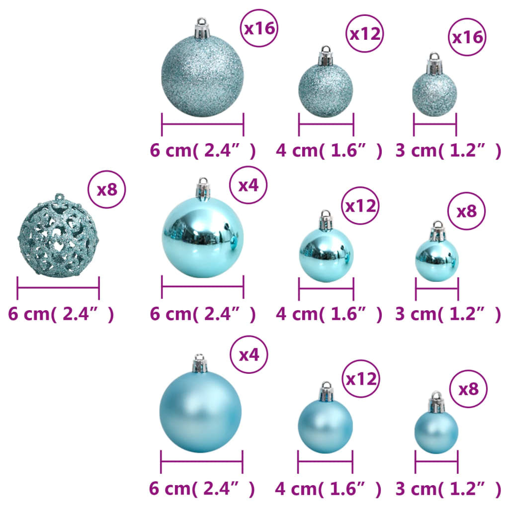 Vidaxl Bolas De Navidad 100 Unidades Turquesa 3 / 4 / 6 Cm_2