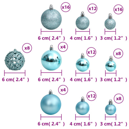 Vidaxl Bolas De Navidad 100 Unidades Turquesa 3 / 4 / 6 Cm_2