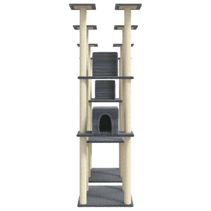Vidaxl Rascador Para Gatos Con Postes De Sisal Gris Oscuro 174 Cm_4