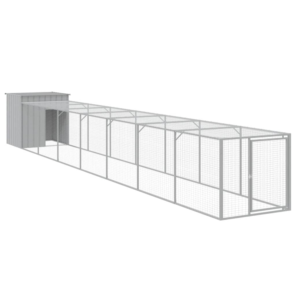 Vidaxl Gallinero Con Corral Acero Galvanizado Gris Claro 110x813x110cm_0