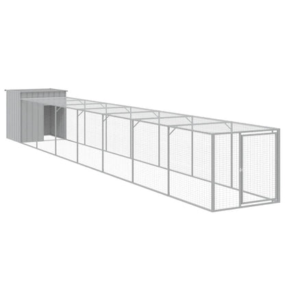 Vidaxl Gallinero Con Corral Acero Galvanizado Gris Claro 110x813x110cm_0