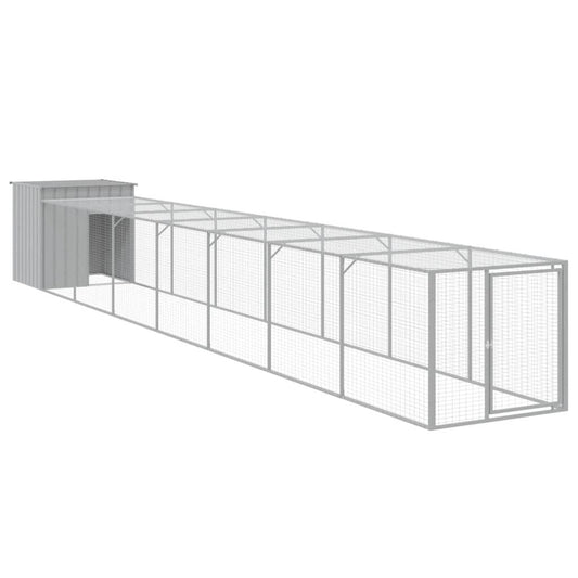 Vidaxl Gallinero Con Corral Acero Galvanizado Gris Claro 110x813x110cm_0