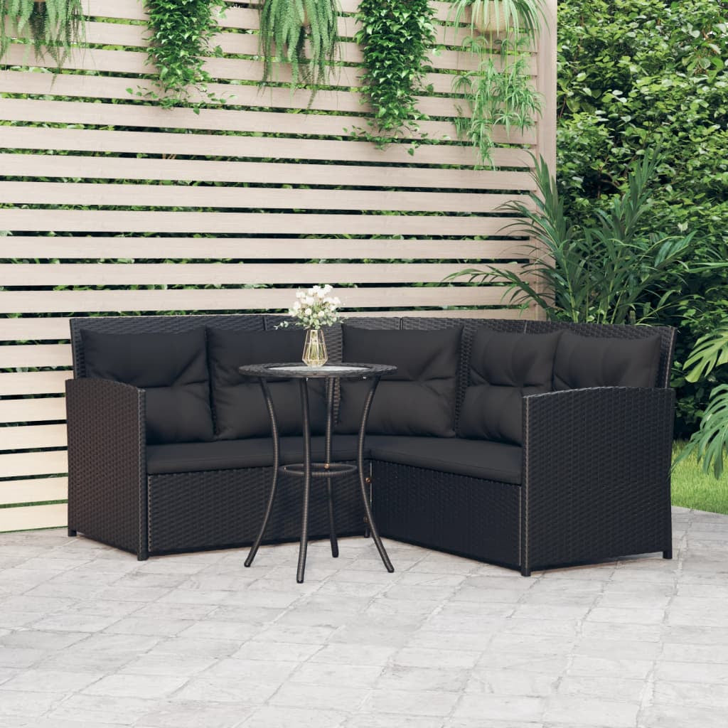 Vidaxl Set De Sofás En Forma De L 2 Pzas Cojines Ratán Sintético Negro_1