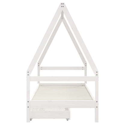 Vidaxl Estructura Cama Niños Con Cajones Madera Pino Blanco 90x200 Cm_4