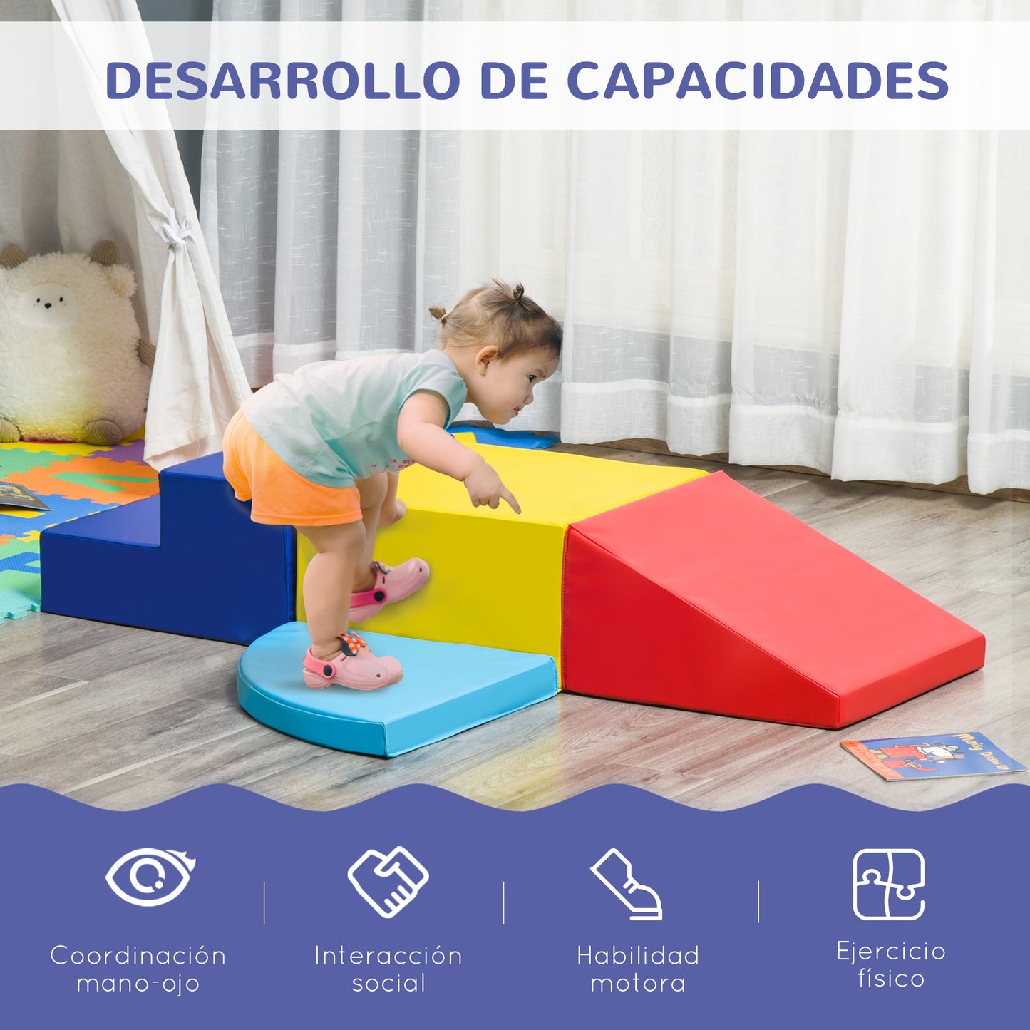 Homcom Juego De 4 Bloques Psicomotricidad Para Niños Multicolor_3