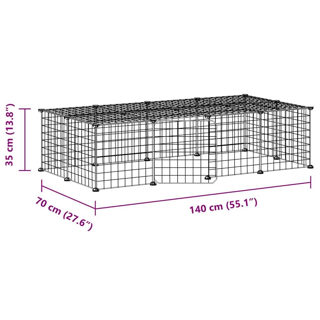 Vidaxl Jaula Para Mascotas De 20 Paneles Puerta Acero Negro 35x35 Cm_3