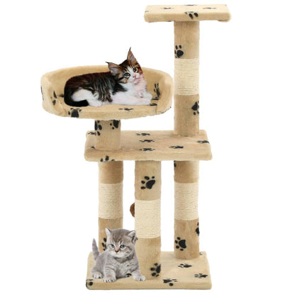 Vidaxl Rascador Para Gatos Poste De Sisal 65 Cm Huellas Beige_1