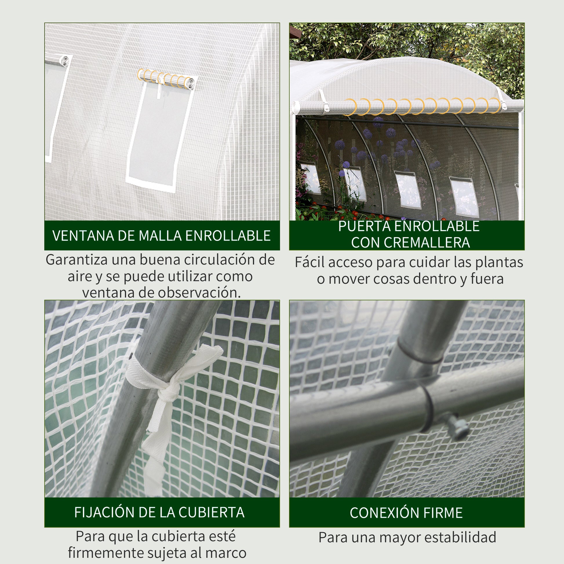 Outsunny Invernadero De Túnel 6x3x2m Con Puerta Enrollable 12 Ventanas De Pe_5