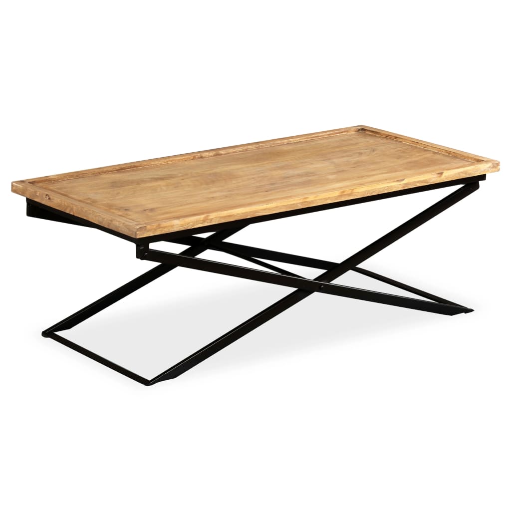 Mesa De Centro De Madera Maciza De Mango 110x55x42 Cm_2
