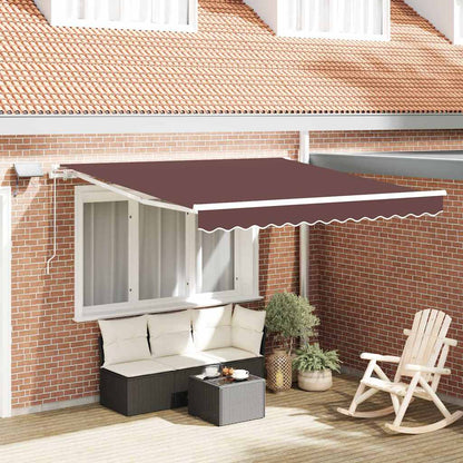 Toldo Retráctil Manual Con Luz Led Marrón 300x250 Cm_1