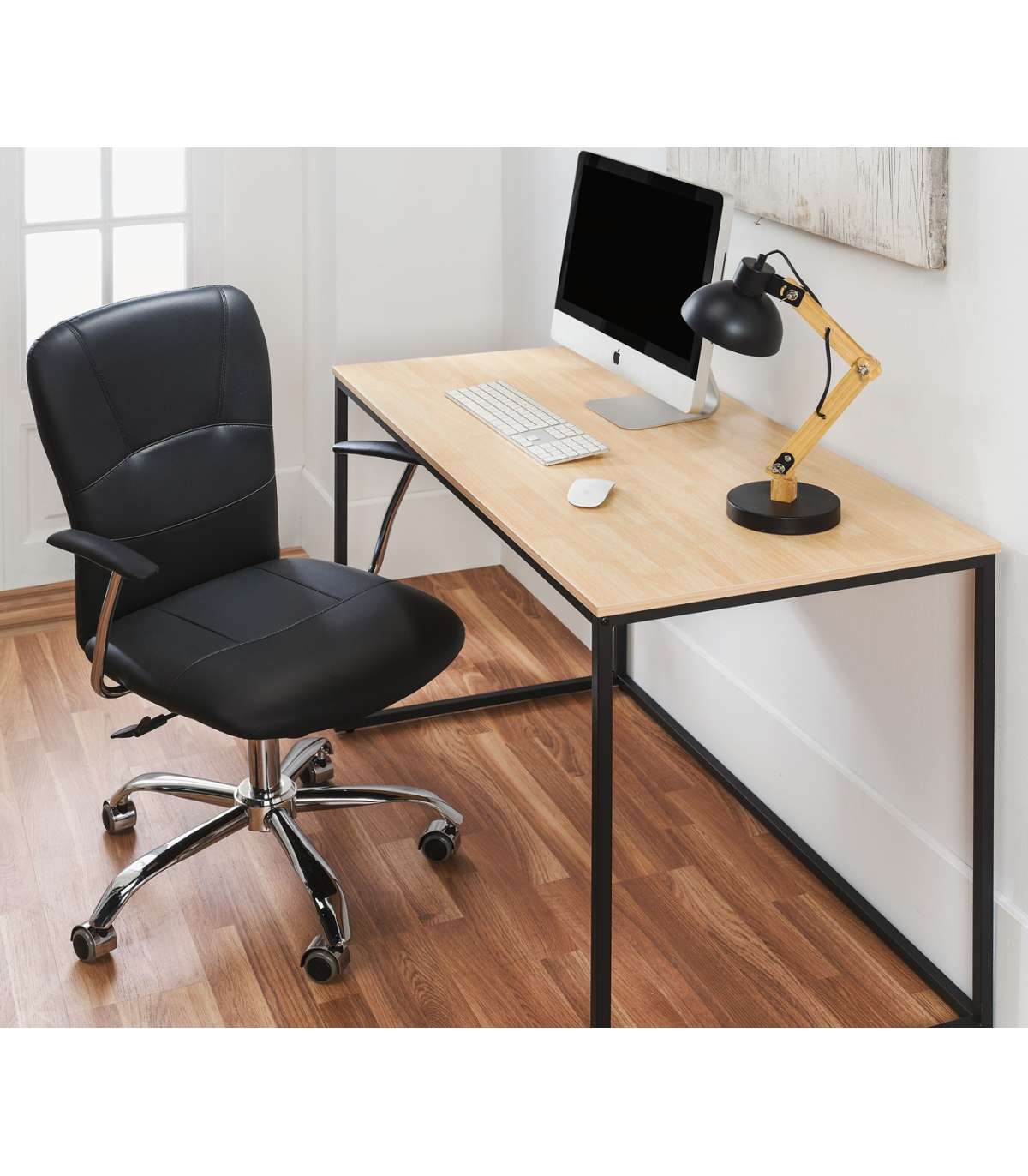 Sillón Despacho Giratorio Maggie Tapizada En Símil Piel Negro, 56 Cm(ancho) 98.5/107.5 Cm(altura) 59 Cm(fondo)_3