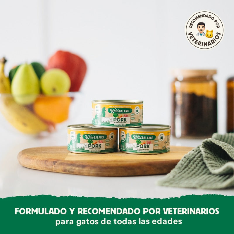 Lata de cerdo y verduras BARF para gatos Wild Balance 120 g