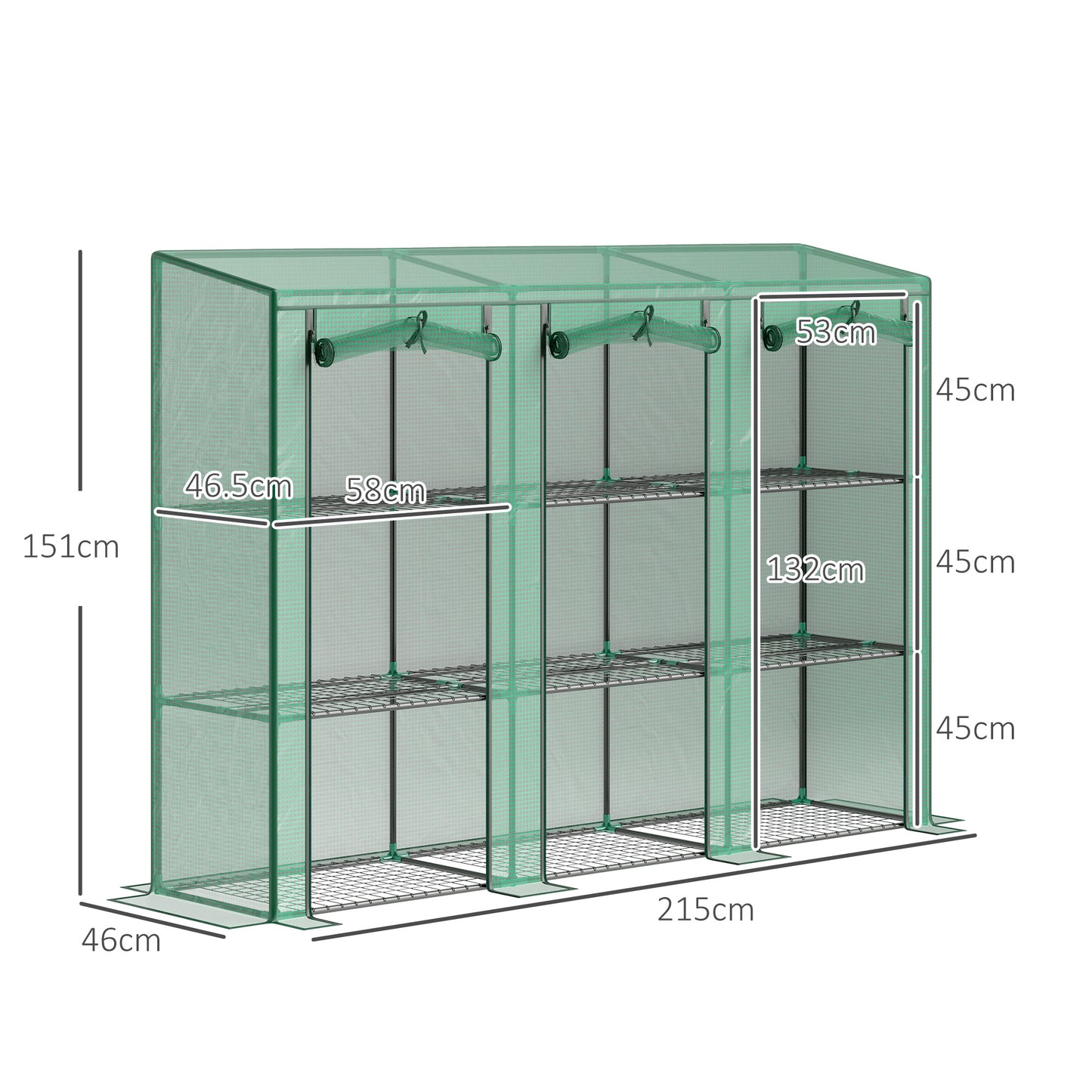 Outsunny Invernadero De Exterior Con 9 Estantes Puerta 215x46x151 Cm Verde_2