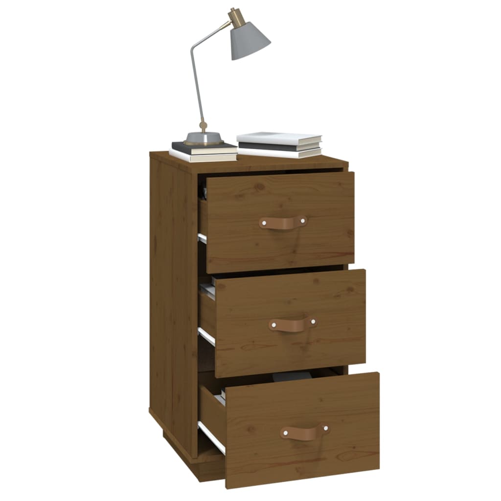 Mesita De Noche Madera Maciza De Pino Marrón Miel 40x40x75 Cm_2
