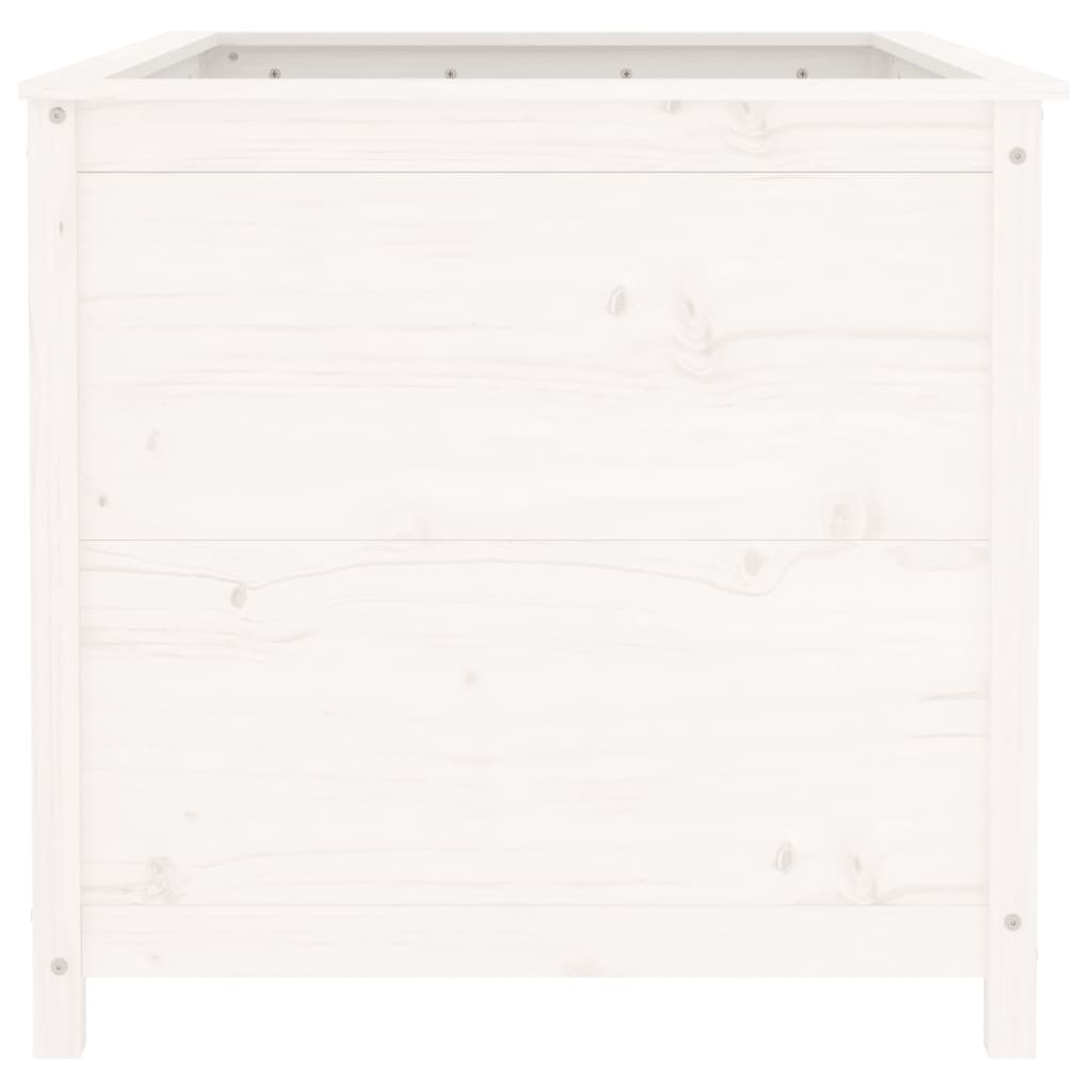 Arriate Elevado De Jardín Madera De Pino Blanco 119,5x82,5x78cm_3