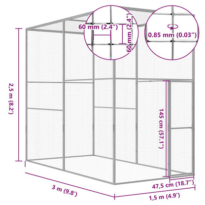 Vidaxl Jaula Para Gatos Acero Galvanizado 3x1,5x2,5 M_2