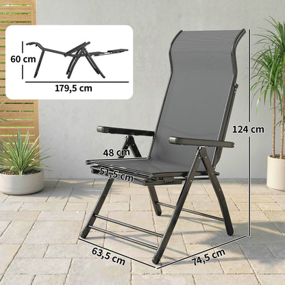 Outsunny Pack De 2 Sillas Plegables Reclinables Con Respaldo Alto Ajustable Gris_2