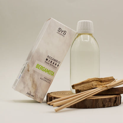 Recambio Mikado Bergamota Mármol SYS Aromas 200 ml | Con Palos | Aroma Cítrico y Floral | Equilibrante_3