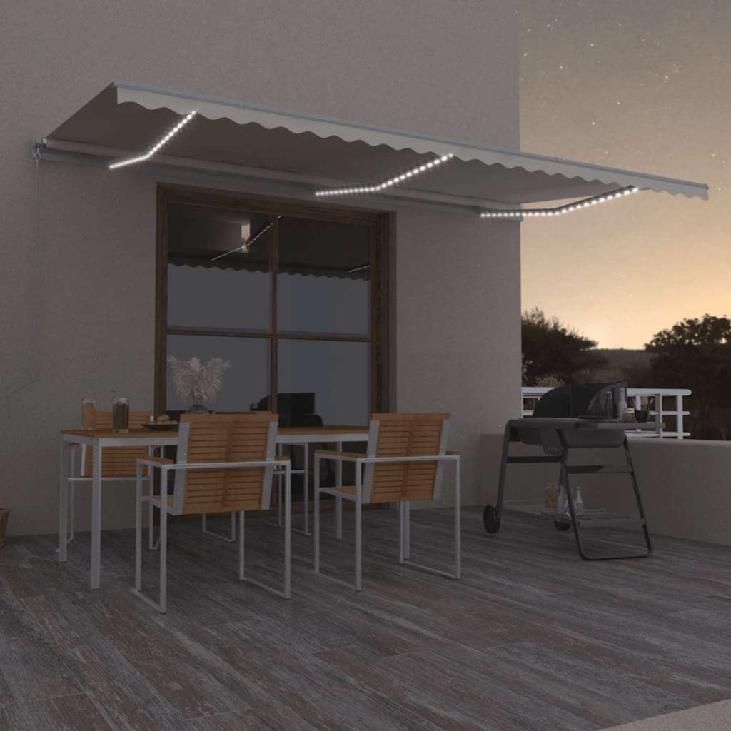 Toldo Retráctil Manual Con Luz Led Color Crema 600x300 Cm_1