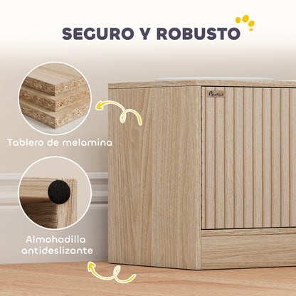 Pawhut Comedero Perro Elevado Con 2 Cuencos De Acero Inoxidable 2x2000 Ml Roble_3