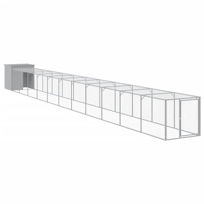 Vidaxl Gallinero Y Corral Acero Galvanizado Gris Claro 110x1221x110 Cm_0