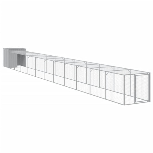 Vidaxl Gallinero Y Corral Acero Galvanizado Gris Claro 110x1221x110 Cm_0