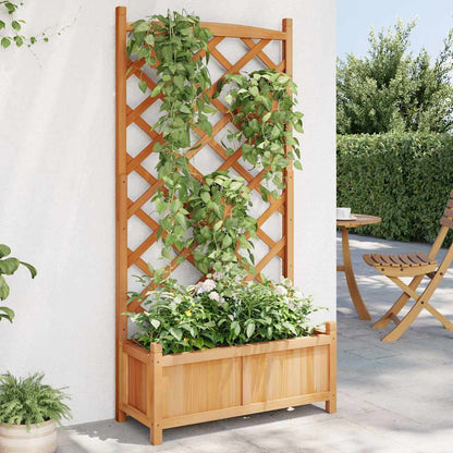 Jardinera Con Enrejado Marrón 75x35x150 Cm Madera Maciza De Abeto_1