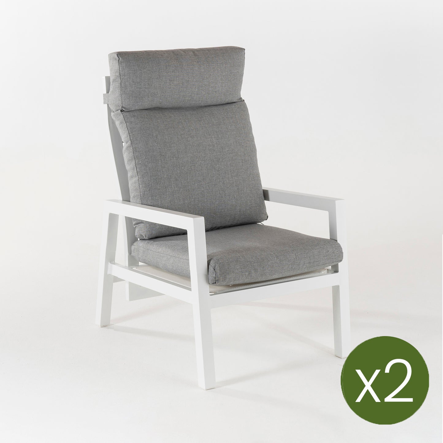Pack 2 Sillones De Jardín Reclinable Con Sistema Hidráulico, Aluminio Reforzado Color Blanco, Altura Sillón 112 Cm_2