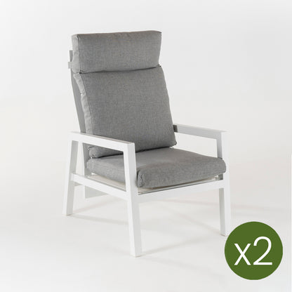 Pack 2 Sillones De Jardín Reclinable Con Sistema Hidráulico, Aluminio Reforzado Color Blanco, Altura Sillón 112 Cm_2