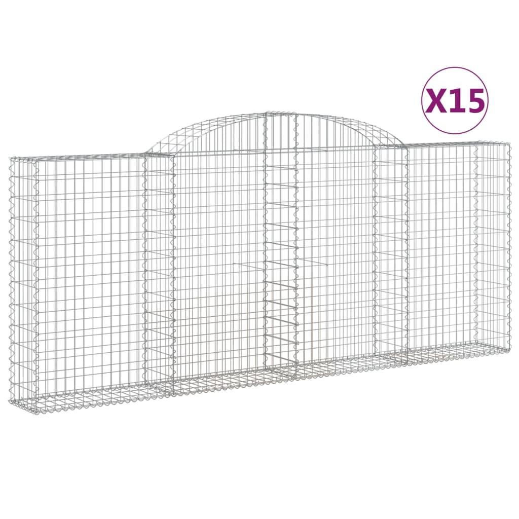 Cestas Gaviones 15 Uds Forma De Arco Hierro 300x30x120/140 Cm_0