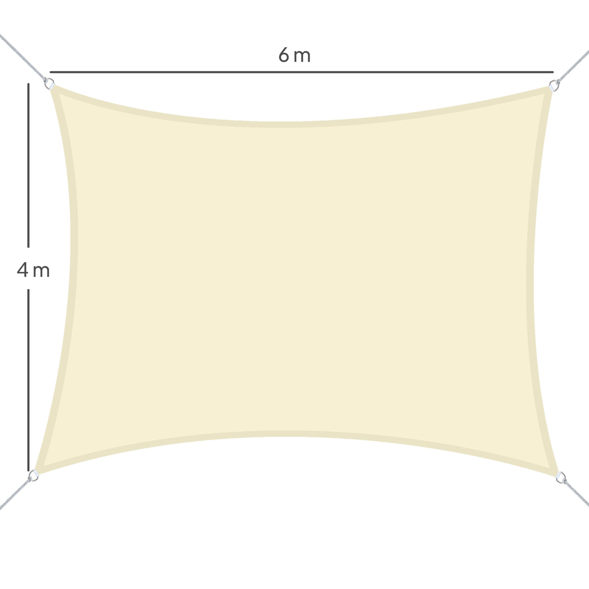 Outsunny Toldo Vela Rectángulo 4x6m Vela De Sombra Para Terraza Jardín Camping Protección Uv Poliéster Color Crema_2