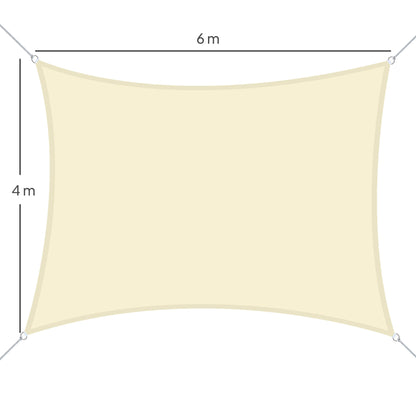 Outsunny Toldo Vela Rectángulo 4x6m Vela De Sombra Para Terraza Jardín Camping Protección Uv Poliéster Color Crema_2
