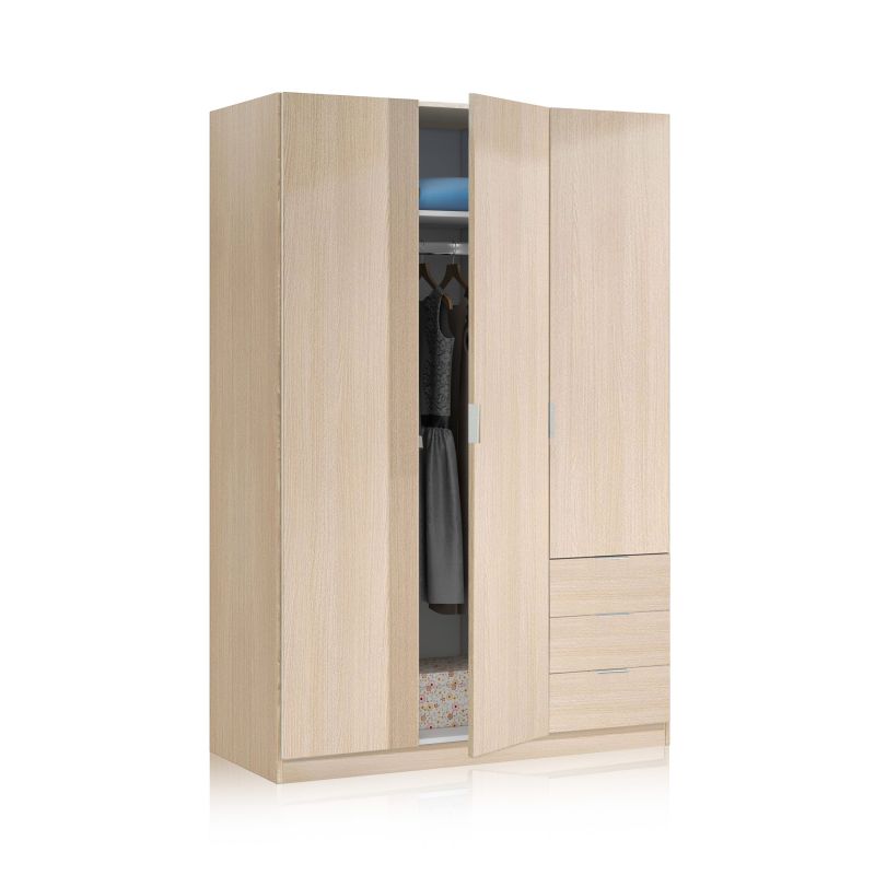 Armario 3 Puertas 3 Cajones Roble_0