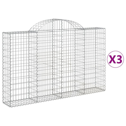 Cestas De Gaviones 3 Uds Forma De Arco Hierro 200x30x120/140 Cm_0