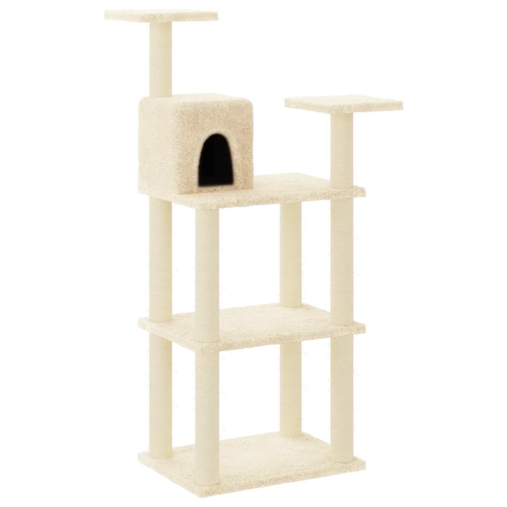 Vidaxl Rascador Para Gatos Con Postes De Sisal Color Crema 118,5 Cm_0