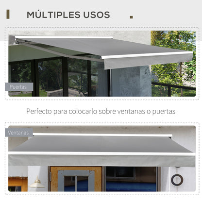 Outsunny Toldo Retráctil Con Mando A Distancia Manivela Luces Led Exterior_5