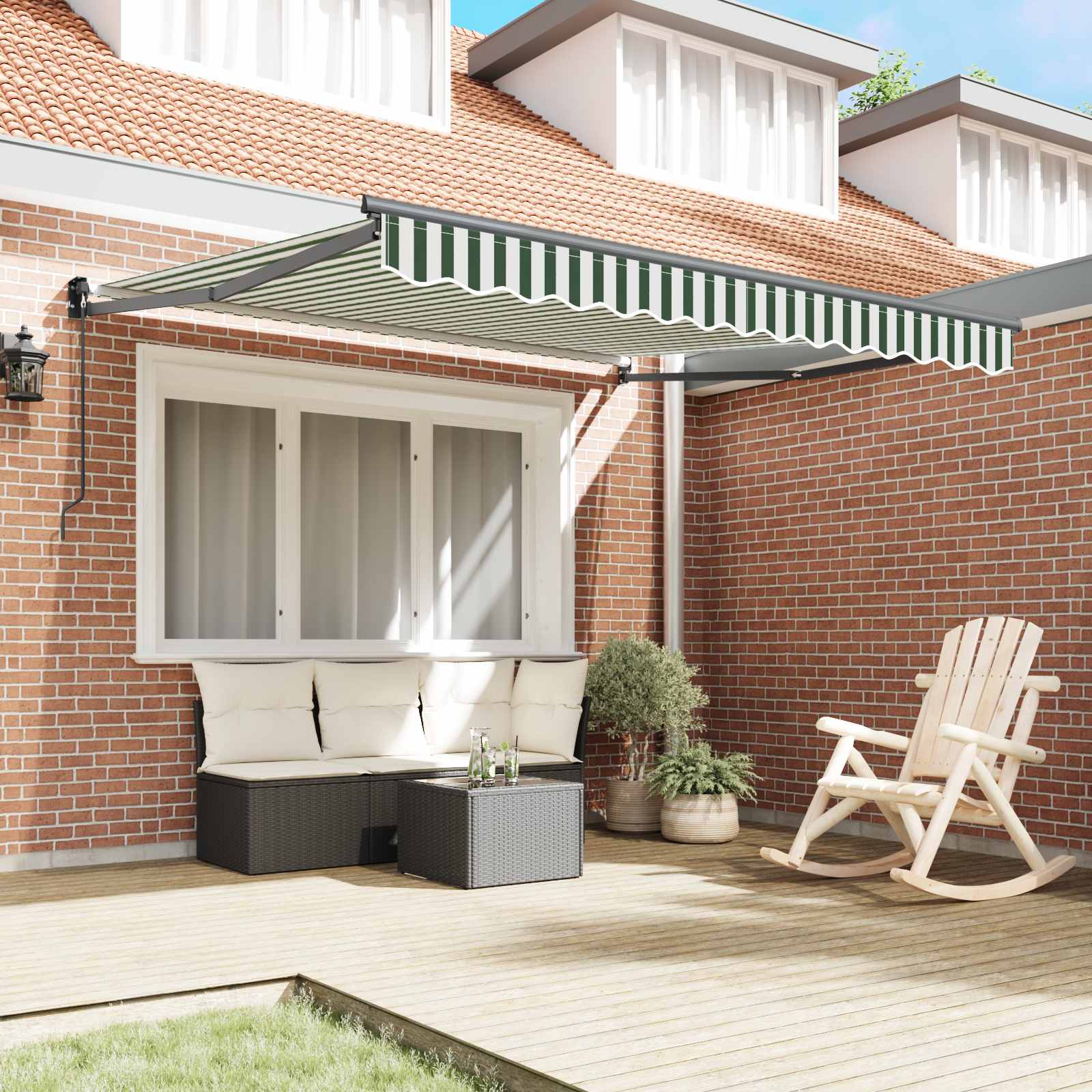 Toldo Retráctil Verde Y Blanco 350 X 250 Cm_2