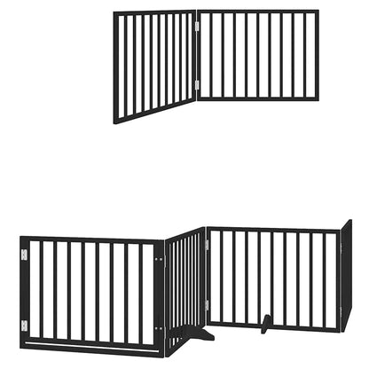 Vidaxl Puerta De Perros Plegable 10 Paneles Madera Álamo Negra 800 Cm_2
