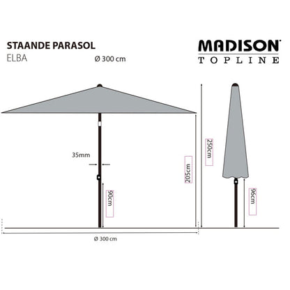 Madison Sombrilla De Jardín Elba Taupe 300 Cm_5