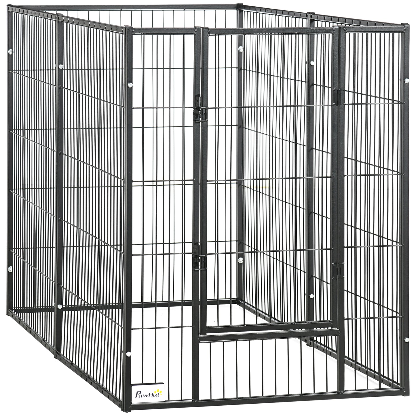 Pawhut Parque Para Perros De 6 Paneles Ancho Ajustable 82,5-150x79x101 Cm Negro_0