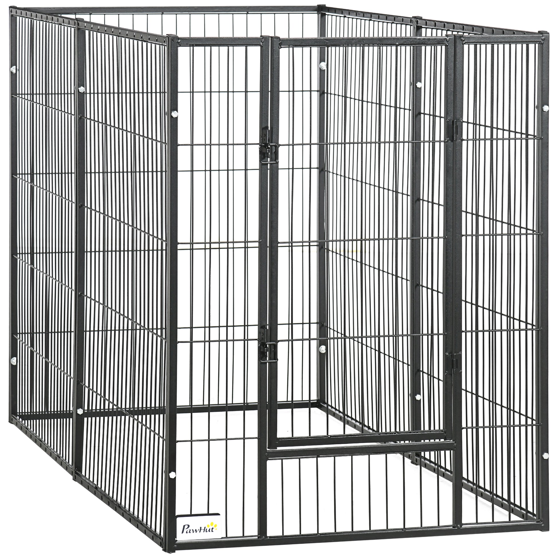 Pawhut Parque Para Perros De 6 Paneles Ancho Ajustable 82,5-150x79x101 Cm Negro_0